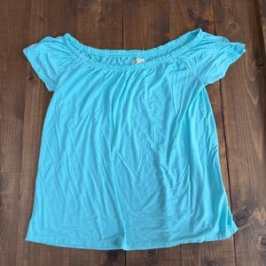 Hollister Aqua Off-Shoulder Flowy Tee